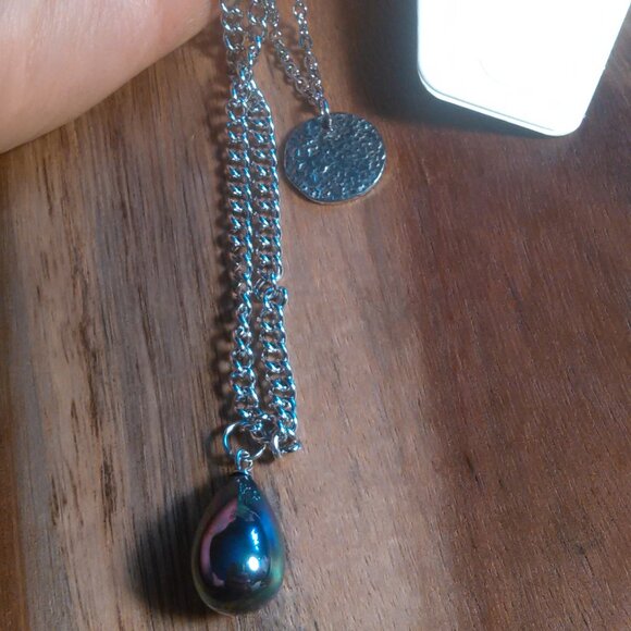 Peacock Color Shell Pearl Stainless Steel Four Layer Chain Necklace - Picture 11 of 12